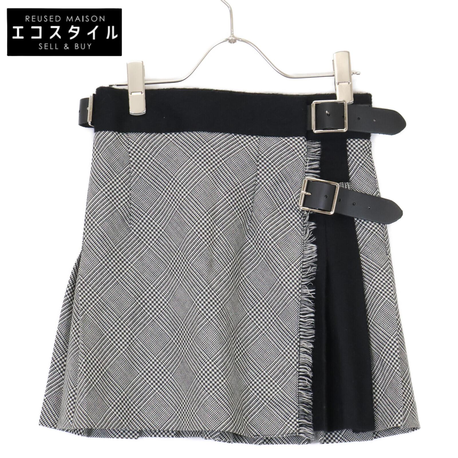 

O’Neil of Dublin B12738W Grey wool glen check belt mini skirt skirt 36 grayUsed