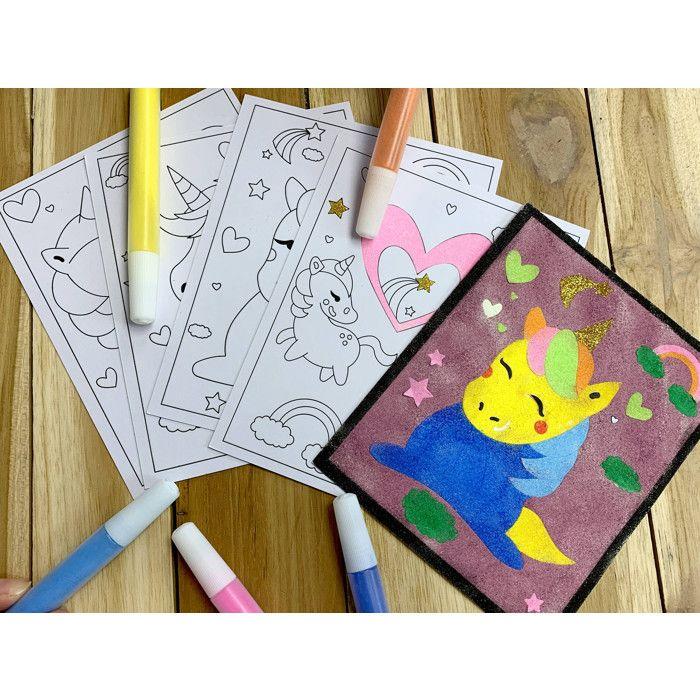 Cartes à décorer - CTOP - Licornes - 6 pièces - 13 cm x 16 cm - Blanc