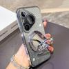 KEYSION Glitter Jewelled Magnetic Phone Case for Huawei Pura 70 Pro Makeup Mirror Stand Shockproof Cover for Huawei Pura 70
