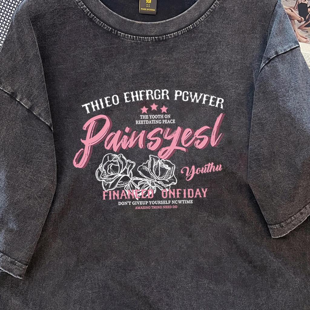 Women's High Street Distressed Retro Cotton T-shirt - Summer Loose Fit, Short Sleeve, Versatile Heavyweight