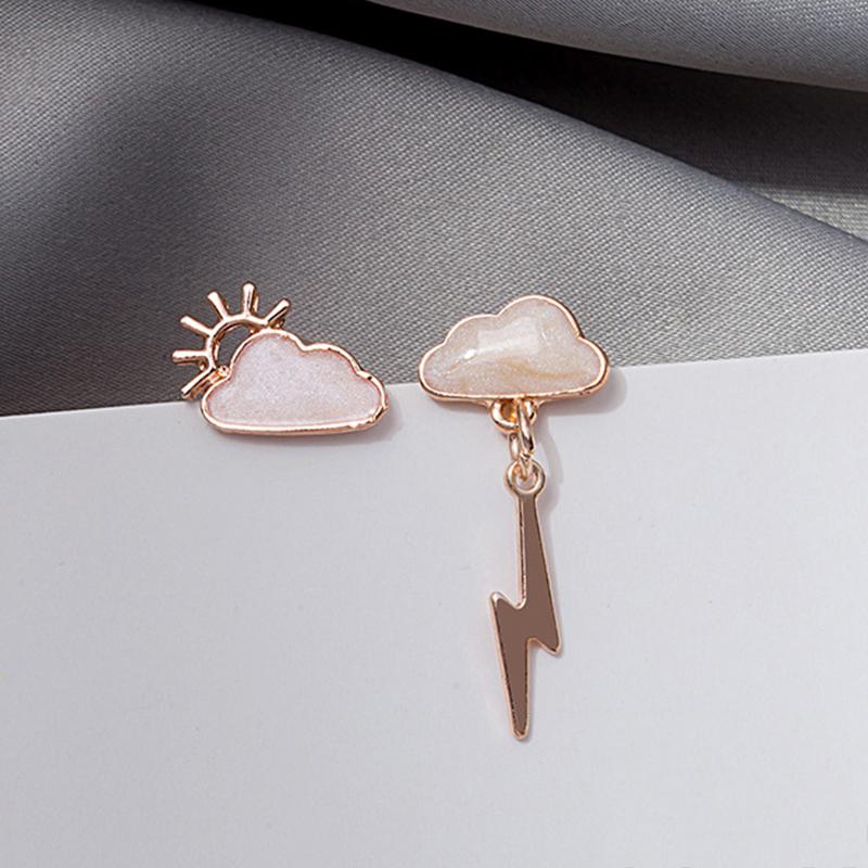 Korean Style White Cloud Water Drop Stud Earrings for Women Crystal Stars Bow Asymmetry Earring Wedding Party Jewelry Gifts