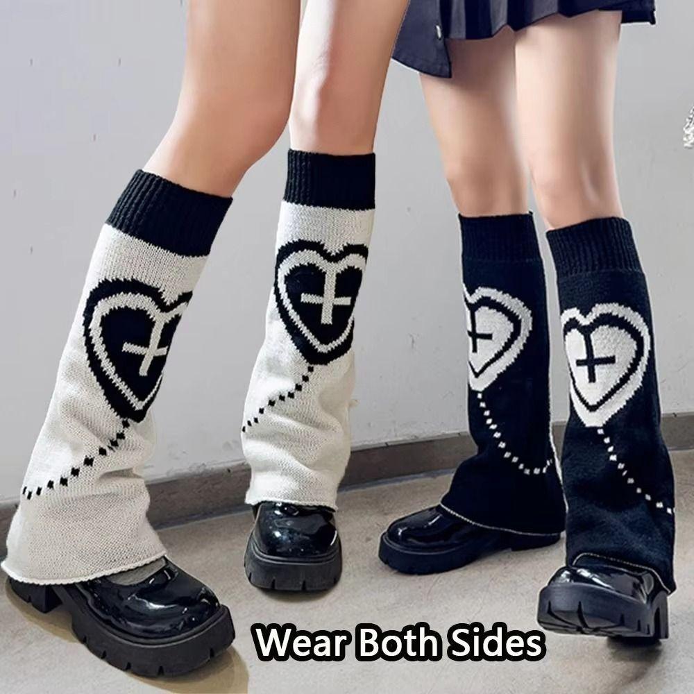 Punk Style Leg Warmers Gothic Cross Leg Cover Socks Pile Up Socks Thigh High Socks  Lolita Style