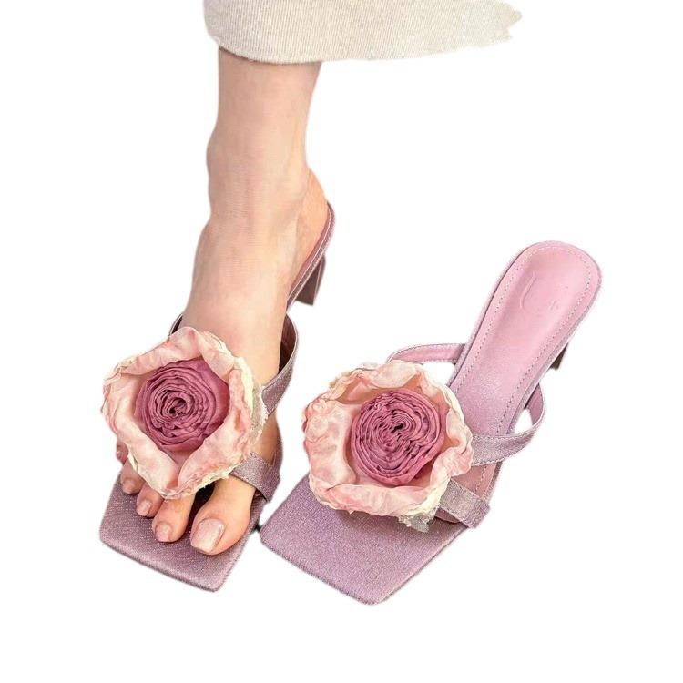 Cool Slippers Female Summer Wear 2025 New Summer Internet Celebrity with Skirt Simple Fairy Style Thick High Heel Sandals