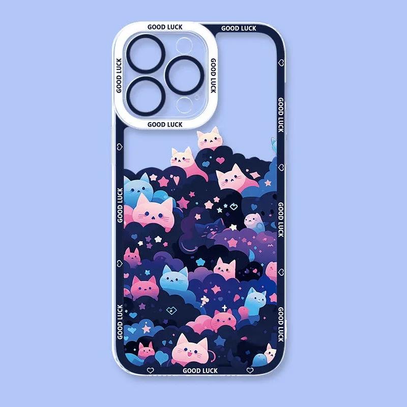 Artistic Black Cat Starry Phone Case For Samsung Galaxy S25 Edge S23 S22 S21 S24 Ultra Plus FE A56 A26 A36 5G A16 A06 4G A17 A07
