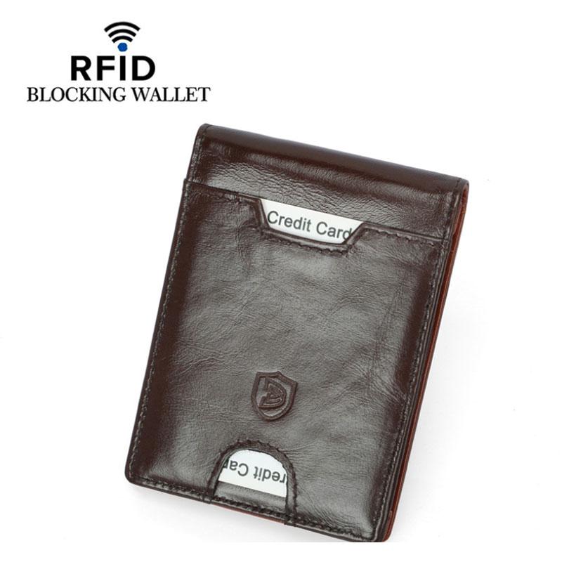 RFID Protezione Antifurto RFID Carte Portafoglio Sottile In Vera Pelle (B3 - Foto 8