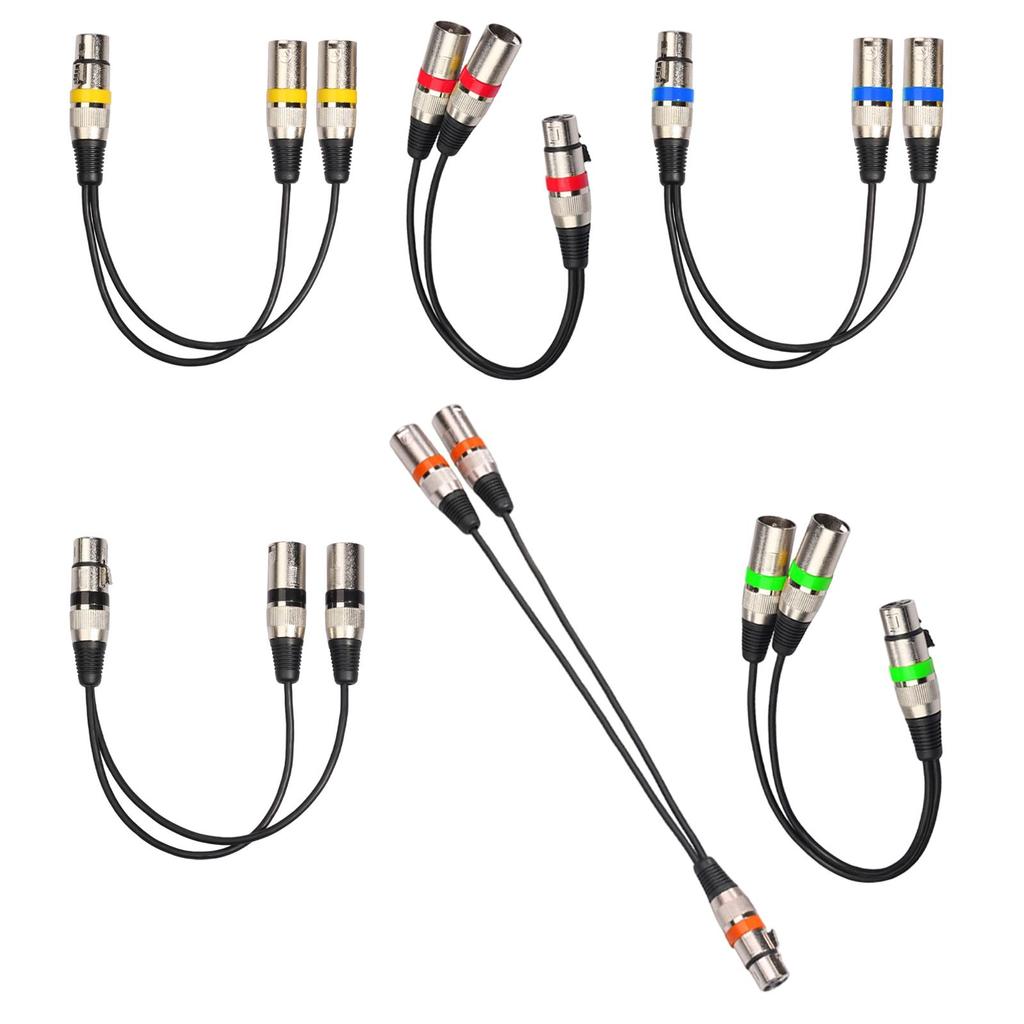 Heavy Duty Flexible 30cm Audio Adaptor 1 Female to 2 Male 3 Pin Patch Y Cable for Mixer Equelizer