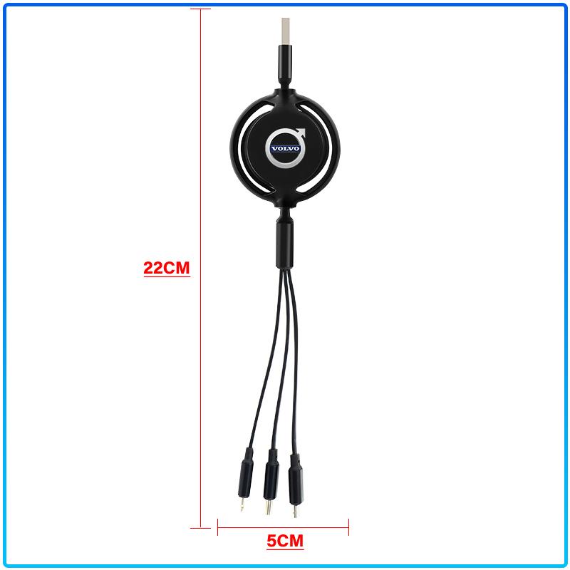 1Pcs Car Mounted Telescopic Three In One Mobile Phone Charger For Volvo XC60 XC90 S60 S80 S40 V40 V60 V70 V50 XC70