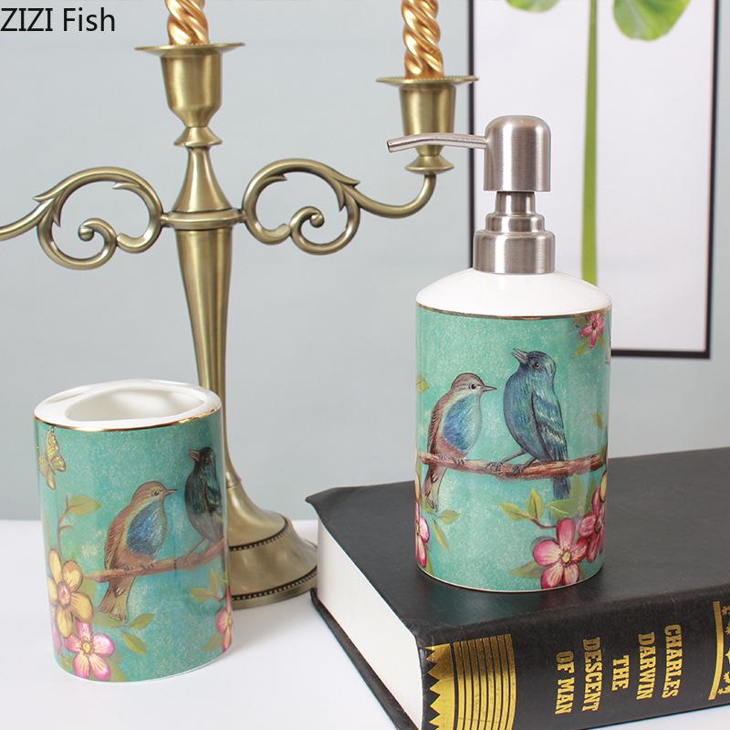 Ceramic Bathroom Five Piece Set Hotel Hand Wash Bottle Set Wash Set Soap Soap Dispenser Soap Dish Home Bathroom Accessories Set