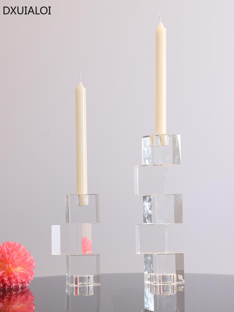 Crystal Glass Candlestick European Light Luxury Household Romantic Candlestick Home Furnishings Dining Table Candlestick