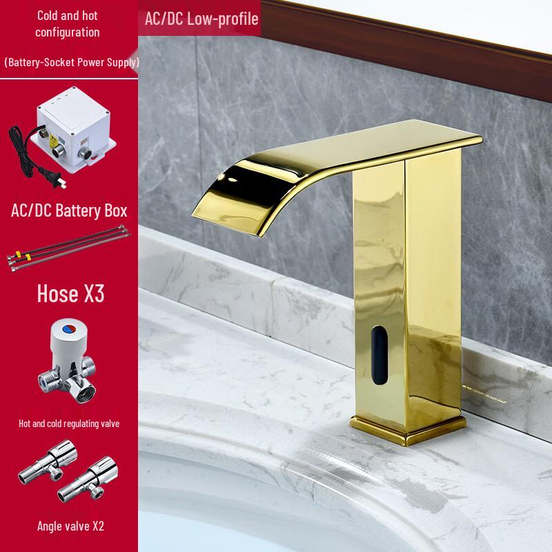 TLXT Gold Waterfall Basin Faucet