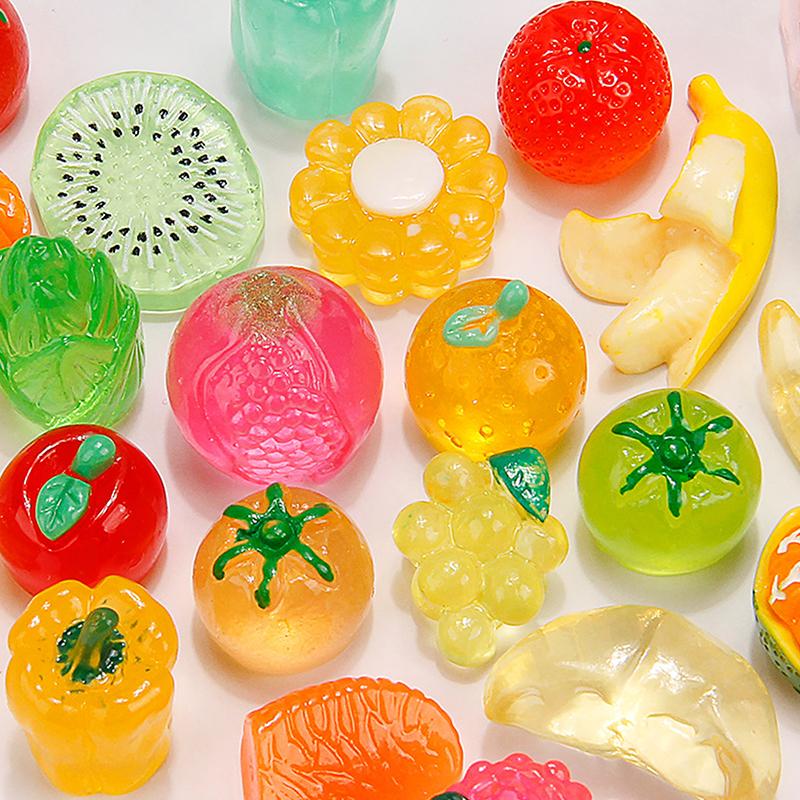10Pcs Fruit Filled Resin Lovely Stress Relief Toy Soft Slow Diy Rising Deformable Squeeze Fidget Sensory Toy
