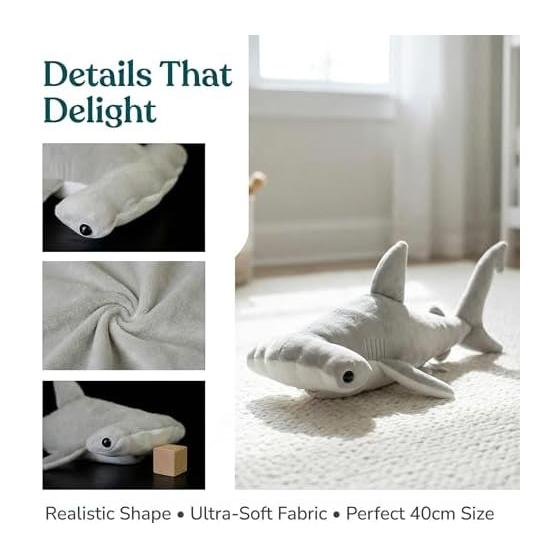 ZHONGXIN MADE Deep Sea Fish Simulation Hammerhead Shark Plush Toy 40cm Cute Shark Animal Stuffed Pillow Boys Girls Birthday Gift Simulation Series
