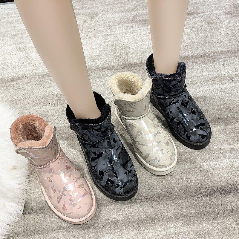 Botas De Mujer Plush Boots  for Women Fashion Winter Indoor Home Fluffy Warm Cotton Boots for Outdoor Fuzzy Cozy Slipper