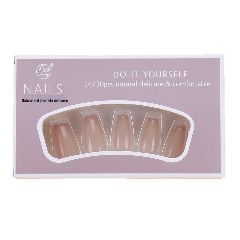 საშუალო-გრძელი გრადიენტული ფრანგული თეთრი მოსახსნელი ყალბი ფრჩხილის სტიკერები