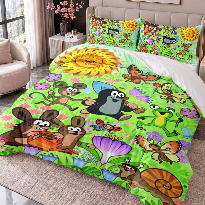 Krtek 3Pcs Bedding Set Duvet Cover With Two Pillowcases For Bedroom Home Decoration