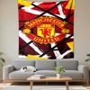 Tapestry Manchester United Crest Red Black Diamond Pattern Yellow Shapes Bold Poster