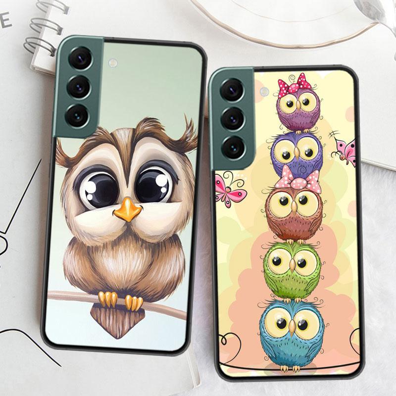 Cute Owl Hearts Lover Christmas Phone For Samsung Galaxy S24 S22 Ultra S21 Plus S20 S23 FE Case S10 S10E S9 S8 S7 Edge Cover Sil