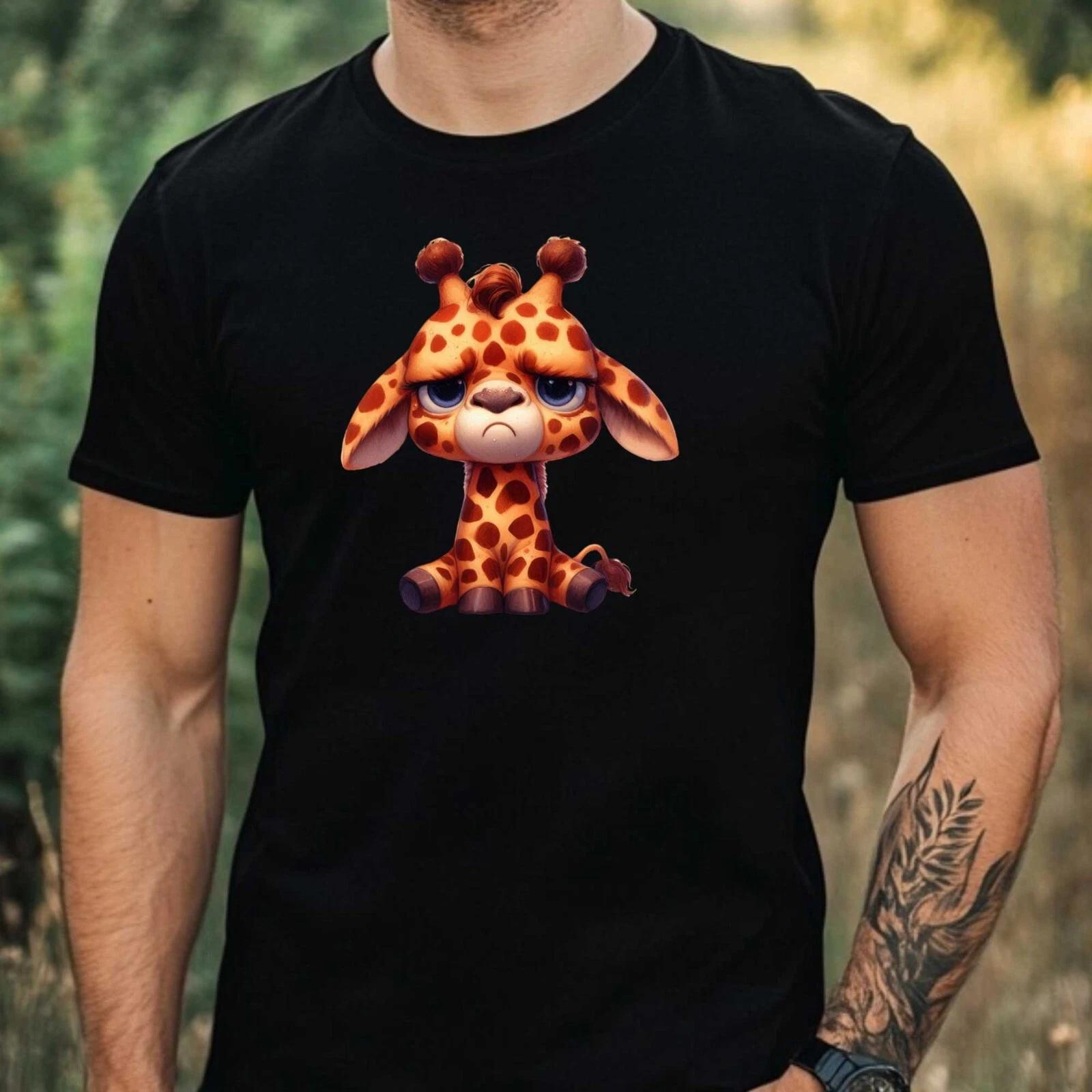 T-Shirt Herren Lustige Mürrische Giraffe Motiv Baumwolle Größe XS bis 5XL XXXXL