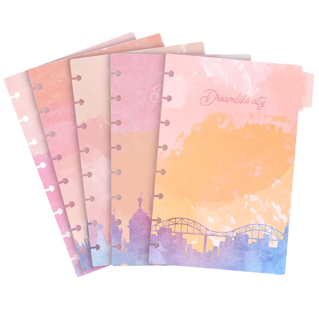 5 Tab DiscBound Dividers, Paper Index Dividers, Assorted Multi-Color, Junior Size Dividers for Discbound Planners or Notebooks