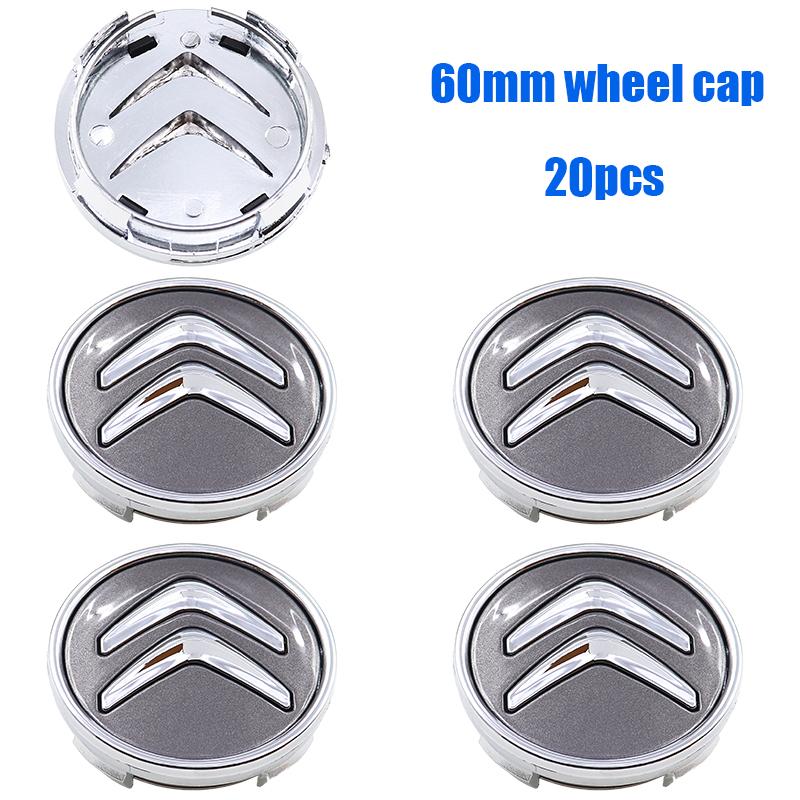 20pcs 60mm Citroen 3D Logo Car Emblem Wheel Center Hub Cap Auto Rim Refit Dust-proof Badge Covers Sticker Styling Accessories