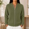 Cardigan lavorato a maglia da donna con zip frontale, manica lunga, colore, giacca casual