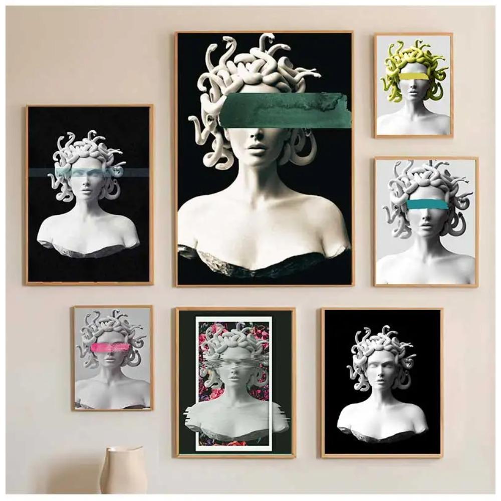 Poster Artistico Medusa di Smeraldo Creature Mitologiche Stampe per Pareti Pittura su Tela Mitologia Greca Moderna per Galleria Decorazioni per la Casa