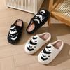 Fashion Halloween Bat Pattern Embroidered Plush Home Thick-Soled Comfortable Woolen Cotton Slippers  Warm Non-Slip Indoor Slippers