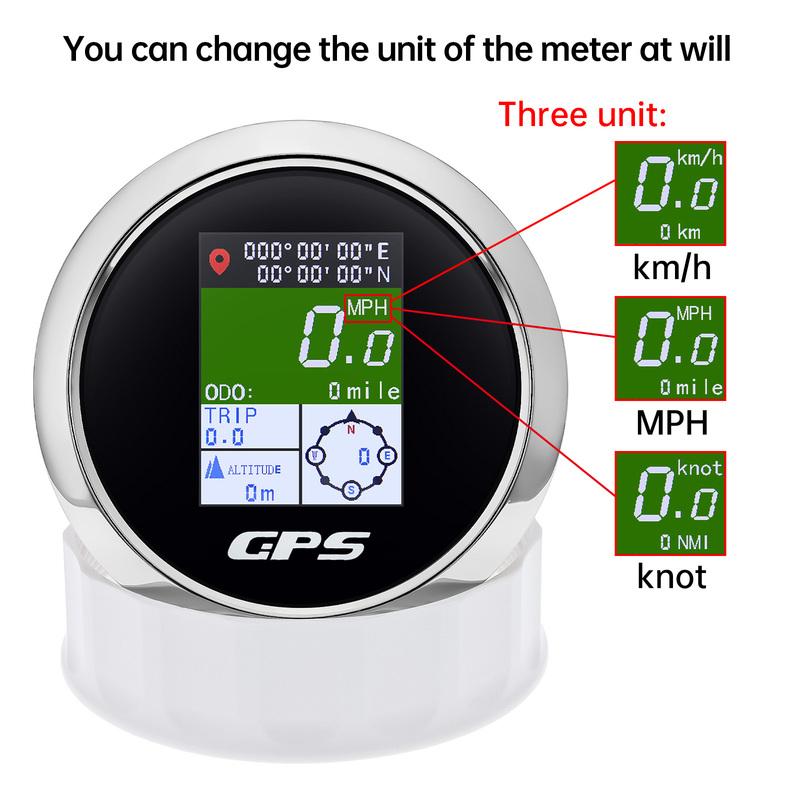 AD New 52mm/85mm TFT Screen Speed Gauge Digital GPS Speedometer Mph Knot Km/h GPS Antenna For Motorcycle Marine Boat Car 12V 24V