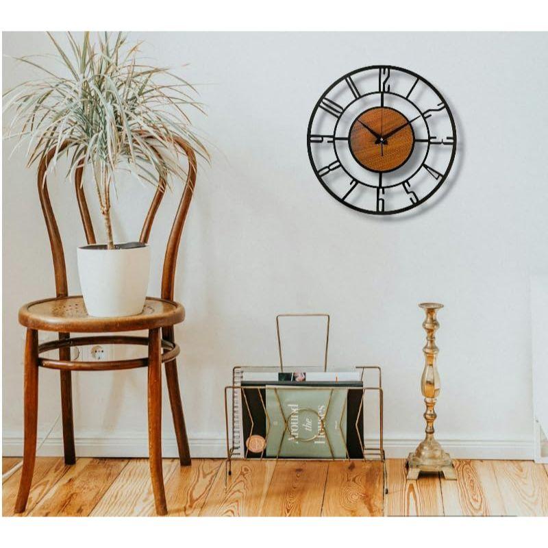 Stylové kovové analogové nástěnné hodiny do obývacího pokoje, ložnice, kanceláře, kuchyně, domova a haly (Anglické číslo, 60 CM)