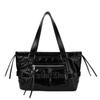 New Tote Bag Large Capacity Washed Retro Underarm Portable Pu Material Shoulder Bag