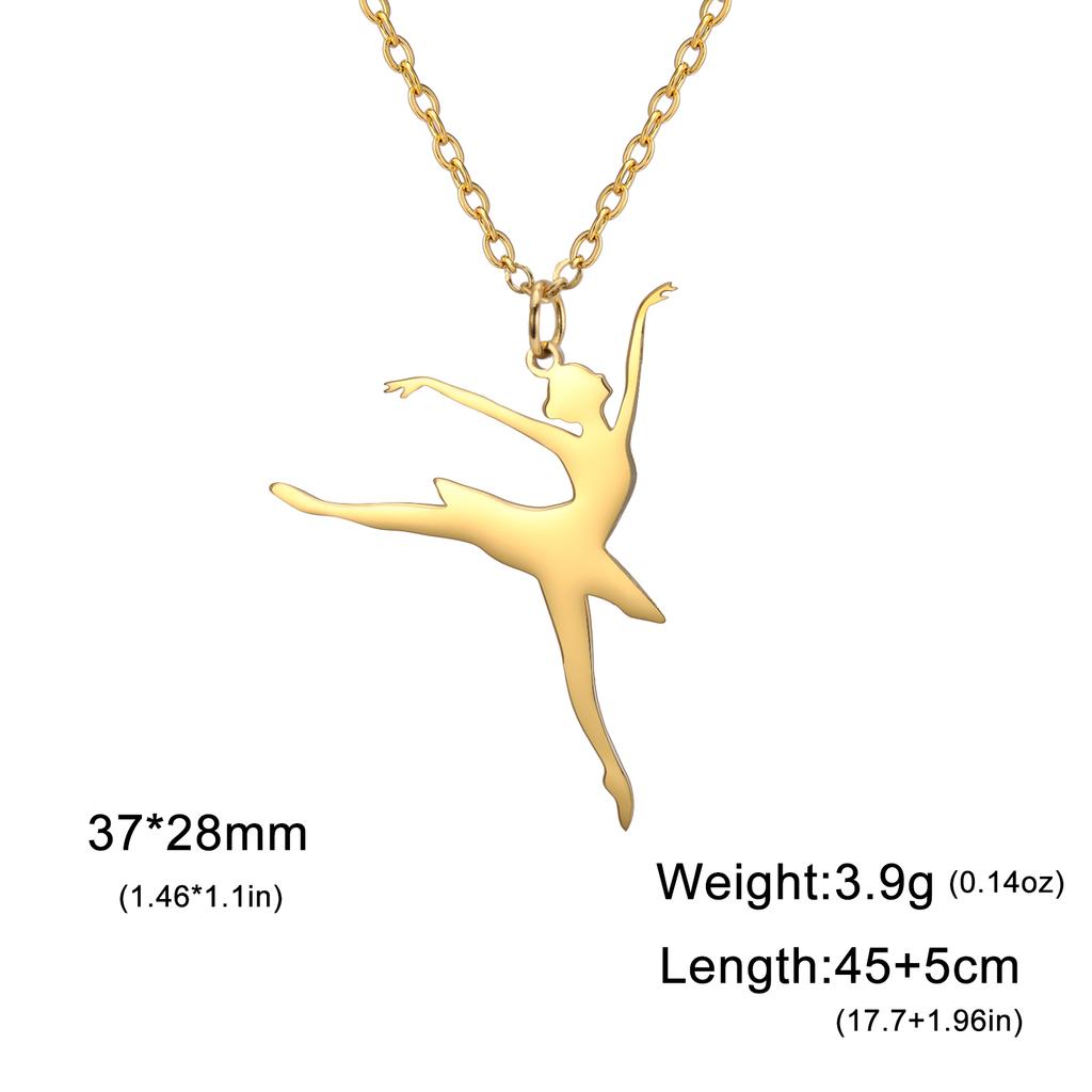 Dancing Ballerina Dancer Ballet Pendant Necklace for Women Stainless Steel Neck Chains Aesthetic Jewelry Gift In