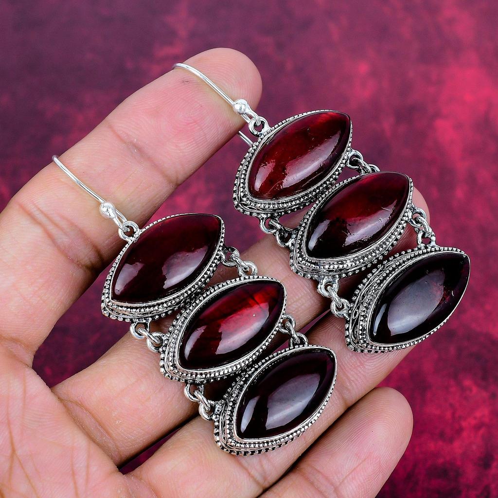 Red Flash Labradorite 925 Solid Sterling Silver Earrings, Handmade Gemstone Earrings Jewelry, Gifts For Wife Brand New Earrings