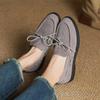 Fashion Size 34-40 Women Cow Suede Sneakers Real Leather Lace-Up Casual Low Heels Tennis Flats Shoes Classic Round Toe Daily Flat Shoes