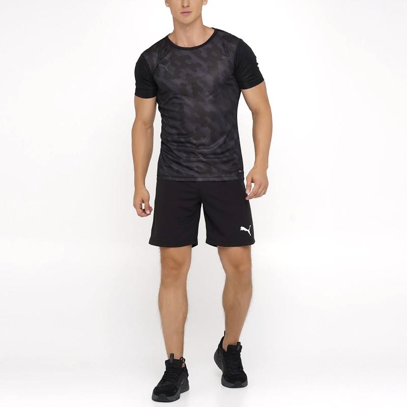 Puma Logo Print Football Training Shorts Men Bottoms Black 657538-03