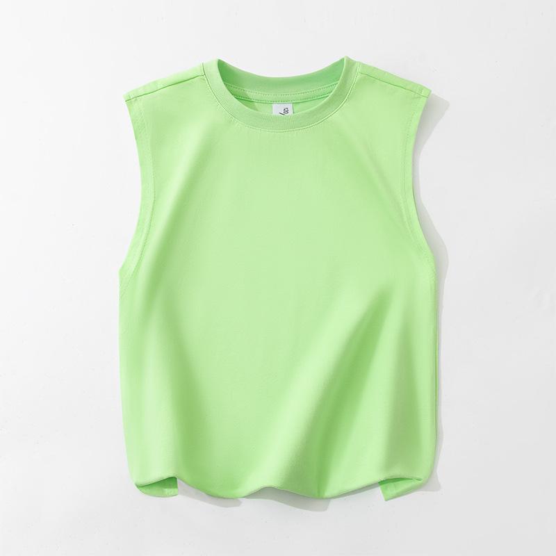 Boys' Solid Color Cotton Tank Top - Summer Sleeveless T-Shirt for Kids and Baby.