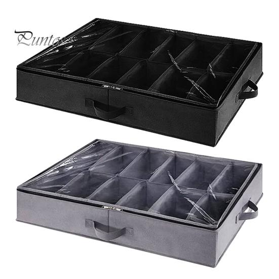 Under-Bed Shoes Storage Organizer Large Capacity Multiple Compartments Foldable Design Shoes Container Storage Box with Handle