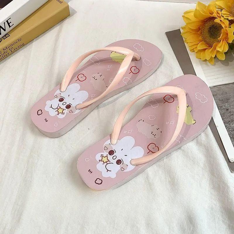 Fashion Outside Flip Flops Shoes On Beach Flat Cartoon Pattern Slides Top Designs Slip-resistant 39 Women's Slippers and Ladies Sandals