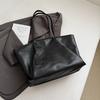 European And American Women Business Shoulder Bag Vintage Brown Coffee Handbag Large Capacity Commute Tote Black Pu Leather Bag