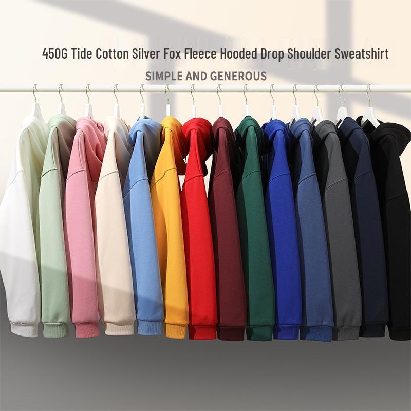 Women's Plus Velvet Thickened 450g Silver Fox Hoodie - Warm, Casual, Loose Fit, Solid Color for Autumn & Winter.