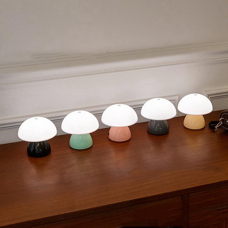 Mushroom LED Table Lamp Touch Dimming USB Charging Night Light for Bedroom/Desk/Coffee Bar Decorative Ambient Night Lighting