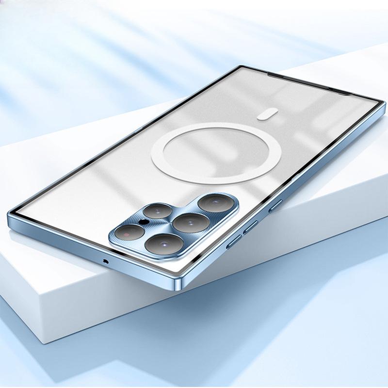 Suitable for Samsung S24Ultra Magnetic Phone Case, Metal Matte Transparent S23+ Shockproof 22/21u Case
