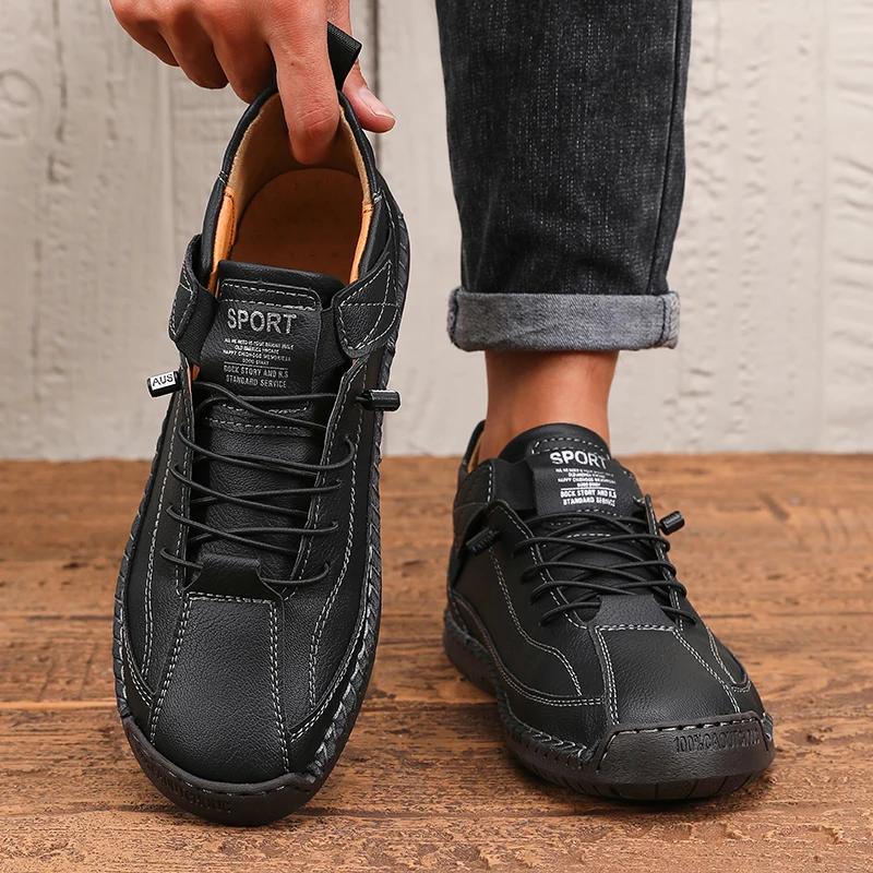 Men's Casual Shoes Luxurious Design Retro Soft Soled Commuting Shoes Lace Up Comfortable Durable Long Distance Travel Men Shoes