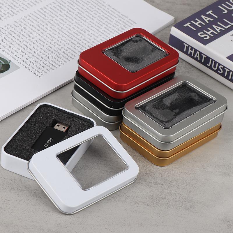 Tinplate U Disk Small Square Box Badge Gift Metal Packaging Box U Disk Large Square Box Window U Disk Small Iron Box