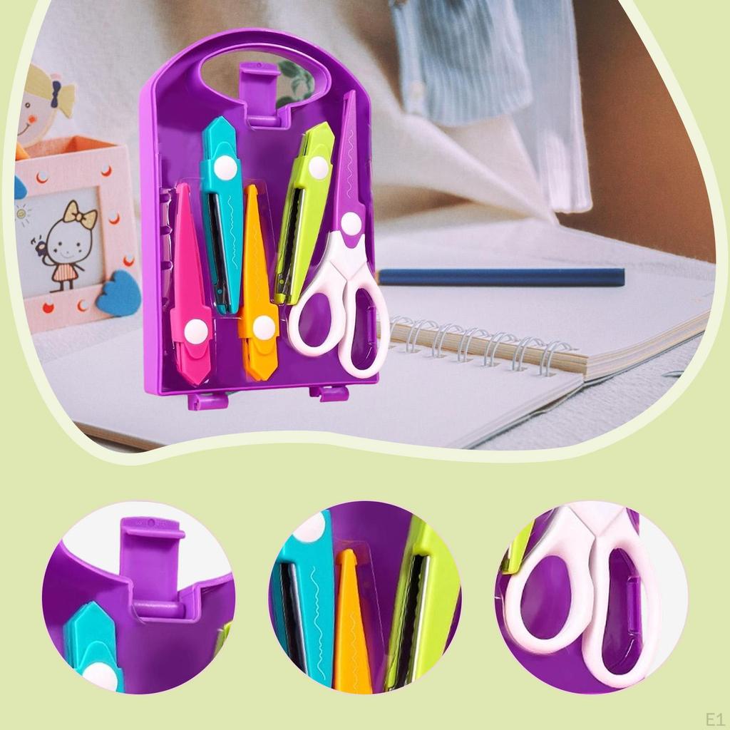 Craft Scissors with 4Pcs Interchangeable Heads Decorative Edge Easy Use Design for Children