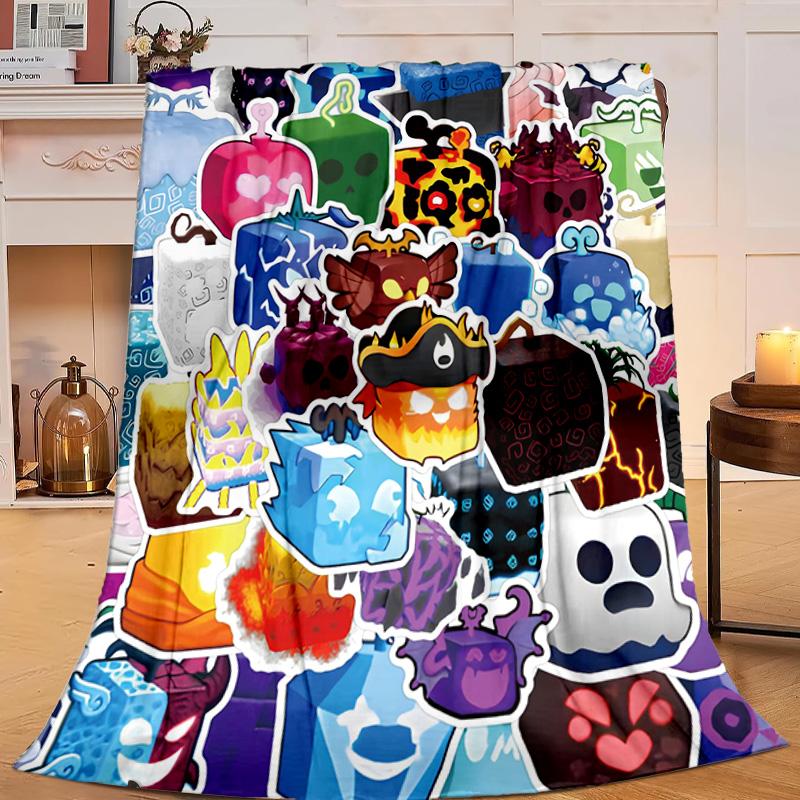 1PC Colorful Cube Creatures Flannel Blanket Gift, Suitable for Both Men And Women, Soft Ideal for Beds And Sofa, Birthday Or Christmas Gift