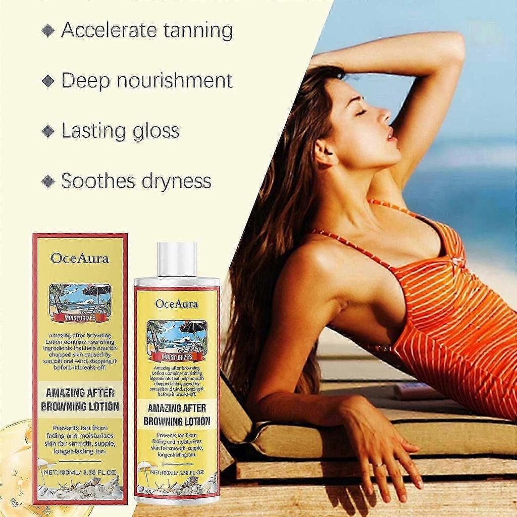 OceAura Anti-tanning Body Care Lotion Helps with Sun Protection and Evens Out Skin Tone On the Beach In Summer