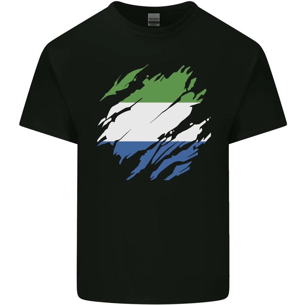 Torn Sierra Leone Flag Leonian Day Football Kids T-Shirt Childrens