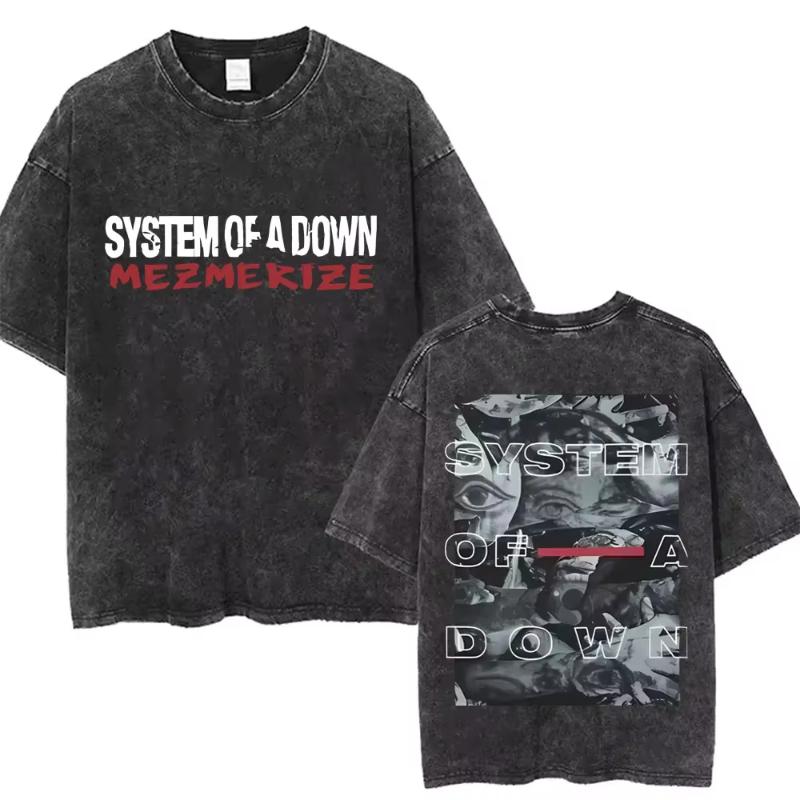 System of A Down Toxicity Album Graphic Washed Tshirt Unisex Women Rock Oversized T Shirts Unisex Vintage Alternative Metal Tshirts