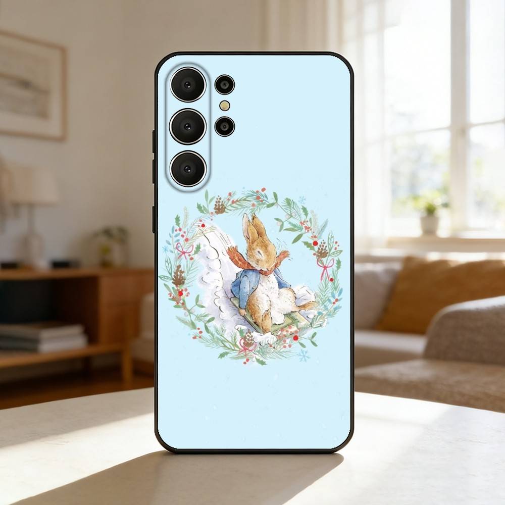 Cute P-Peter Rabbit Phone Case For Samsung S26,S25,S24,S21,S22,S23,S30,Ultra,S20,FE,Lite,10,9,Black Cover