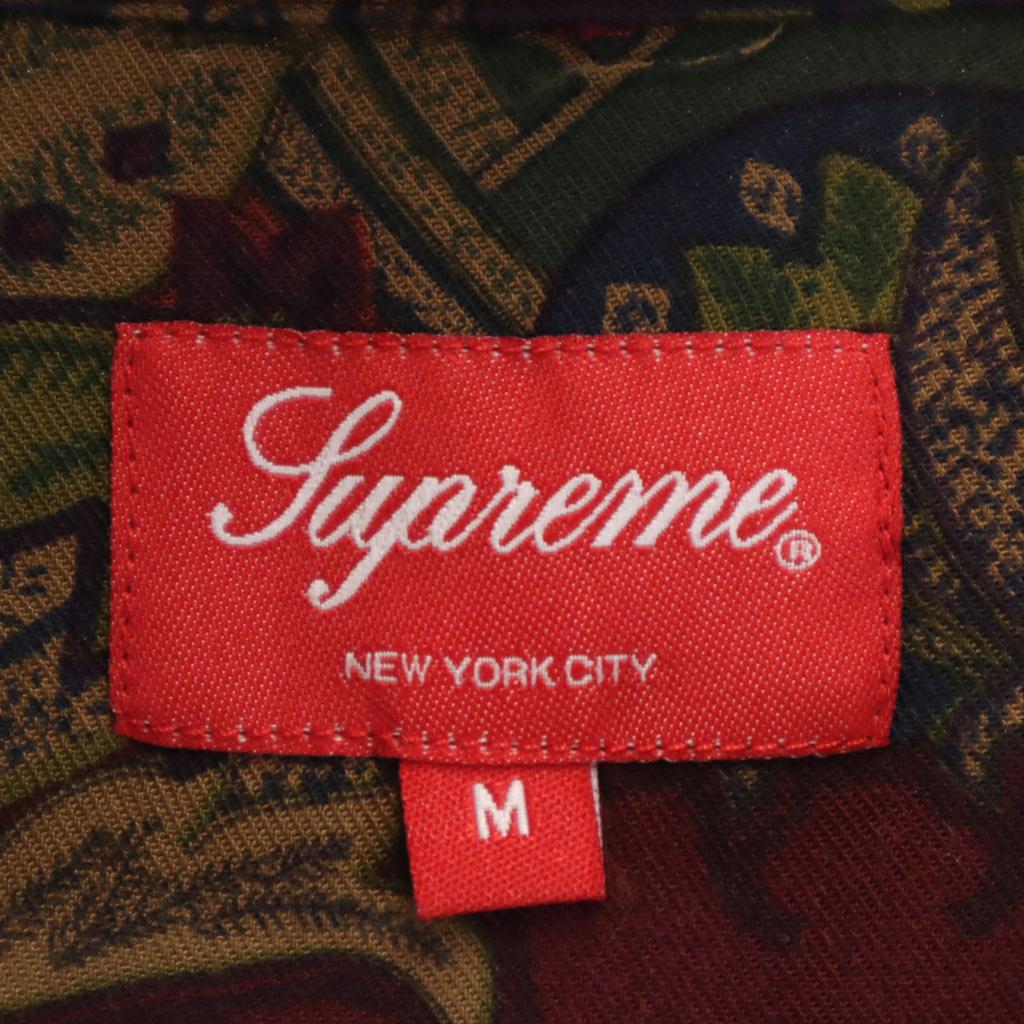 Supreme 15AW Paisley Pattern Long sleeve Open collar shirt M Burgundy Men's Used